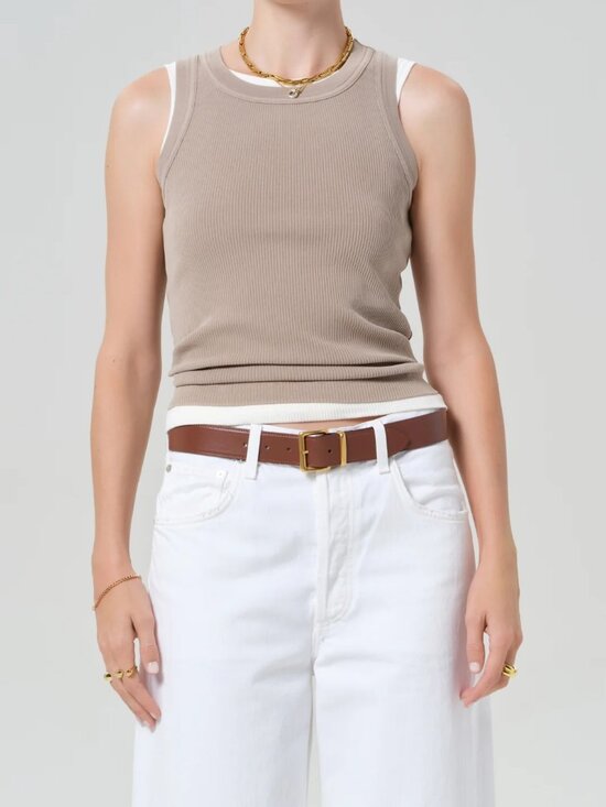 Citizens Of Humanity Tops - Citizens of Humanity Isabel Rib Tank Top beige Small Sandal